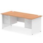 Impulse 1800 x 800mm Straight Office Desk Oak Top White Panel End Leg with 2 x 2 Drawer Fixed Pedestal TT000204