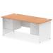 Impulse 1800 x 800mm Straight Office Desk Oak Top White Panel End Leg with 2 x 2 Drawer Fixed Pedestal TT000204