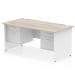 Impulse 1600 x 800mm Straight Office Desk Grey Oak Top White Panel End Leg with 2 x 2 Drawer Fixed Pedestal TT000214