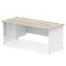 Impulse 1800 x 800mm Straight Office Desk Grey Oak Top White Panel End Leg with 1 x 2 Drawer Fixed Pedestal TT000216