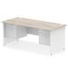 Impulse 1800 x 800mm Straight Office Desk Grey Oak Top White Panel End Leg with 2 x 2 Drawer Fixed Pedestal TT000219