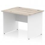 Impulse 1000 x 800mm Straight Office Desk Grey Oak Top White Panel End Leg TT000223