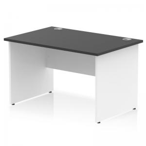 Impulse 1200 x 800mm Straight Office Desk Black Top White Panel End