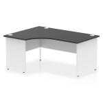 Impulse 1600mm Left Crescent Office Desk Black Top White Panel End Leg TT000240