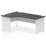 Impulse 1800mm Left Crescent Office Desk Black Top White Panel End Leg TT000241