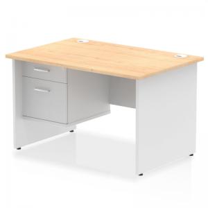 Impulse 1200 x 800mm Straight Office Desk Maple Top White Panel End