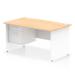 Impulse 1400 x 800mm Straight Office Desk Maple Top White Panel End Leg with 1 x 2 Drawer Fixed Pedestal TT000260