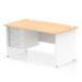 Impulse 1400 x 800mm Straight Office Desk Maple Top White Panel End Leg with 1 x 3 Drawer Fixed Pedestal TT000262