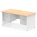 Impulse 1600 x 800mm Straight Office Desk Maple Top White Panel End Leg with 2 x 2 Drawer Fixed Pedestal TT000267