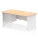 Impulse 1600 x 800mm Straight Office Desk Maple Top White Panel End Leg with 1 x 3 Drawer Fixed Pedestal TT000274