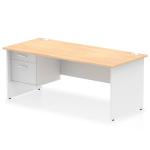 Impulse 1800 x 800mm Straight Office Desk Maple Top White Panel End Leg with 1 x 2 Drawer Fixed Pedestal TT000282