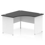 Impulse 1200mm Corner Office Desk Black Top White Panel End Leg TT000287