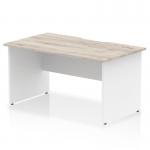 Impulse 1400 x 800mm Scalloped Edge Straight Office Desk Grey Oak Top White Panel End Leg TT000294