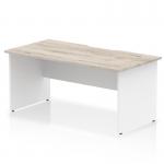 Impulse 1600 x 800mm Scalloped Edge Straight Office Desk Grey Oak Top White Panel End Leg TT000299