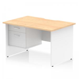 Impulse 1200 x 800mm Scalloped Edge Straight Office Desk Maple Top