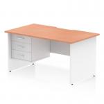 The Dynamic Pedestal Desk Impulse is a sleek and modern workstation. The beech top adds a touch of warmth, while the white panel end legs give a clean and polished look. The scalloped edge adds a unique touch, and the 3 drawer fixed pedestal provides ample storage space.