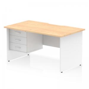 Impulse 1400 x 800mm Scalloped Edge Straight Office Desk Maple Top
