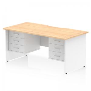 Impulse 1600 x 800mm Scalloped Edge Straight Office Desk Maple Top