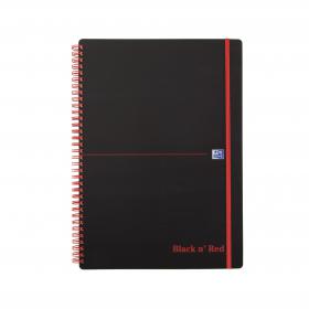 Black n Red Notebook Wirebound PP 90gsm Ruled and Perforated 140pp A4 Ref 100080166 Pack of 5 E67008