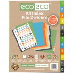 A4 50% Recycled Set 12 Index File Dividers (Pack of 12) eco028