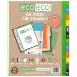 A4 50% Recycled Set 12 Wide Index File Dividers (Pack of 12) eco029