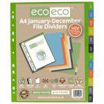 A4 50% Recycled January - December Wide Index File Dividers (Pack of 12) eco082