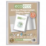 A3 50% Recycled Clear 20 Pocket Presentation Display Book (Pack of 12) eco100