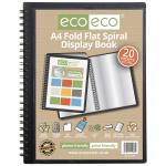 A4 50% recycled 20 pocket Fold Flat Spiral display book (Pack of 12) eco133
