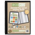A4 50% recycled 60 pocket Fold Flat Spiral display book (Pack of 12) eco135