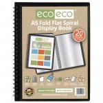A5 50% recycled 20 pocket Fold Flat Spiral display book (Pack of 12) eco136