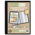 A5 50% recycled 60 pocket Fold Flat Spiral display book (Pack of 12) eco138