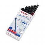 This picture features a pack of 10 Edding 370 Permanent Markers in fine black. The sleek design of the markers and their vibrant ink can be seen clearly in the image. Each marker is neatly lined up, ready to be used for any writing or drawing task.