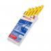 The image shows a set of Edding paint markers with bullet tips. The markers are fine and have a bright yellow color. The pack contains 10 markers. The brand name Edding 751 is visible on the markers.