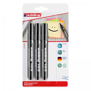 edding 103 Permanent Marker Black 3Pcs Blister 4-103-3-2001