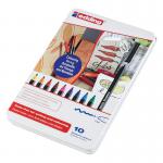 edding 1300 Colour Pen Medium Metal Box of 10 Assorted 4-1300-10