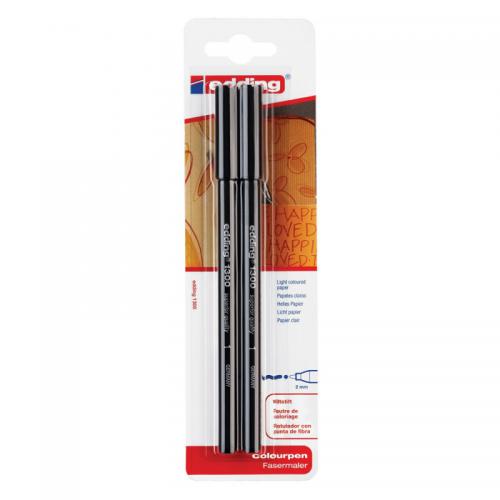 edding 1300 Colour Pen Medium Blister of 2 Black 4-1300-2-1001
