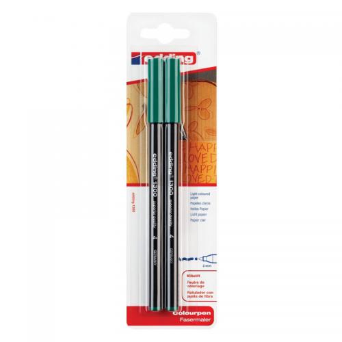 edding 1300 Colour Pen Medium Blister of 2 Green 4-1300-2-1004