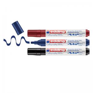 edding 1455 Calligraphy Marker With Flexible Nib Set of 3 Assorted