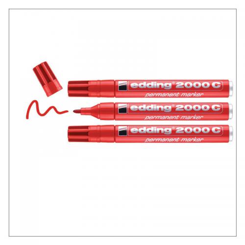 edding 2000 C Permanent Marker Blister of 3 Red 4-2000C-3-1002