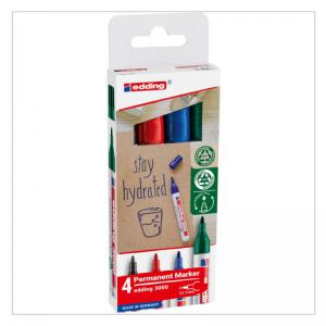 edding 3000 Permanent Marker Assorted 4Pcs Set 4-3000-4-2