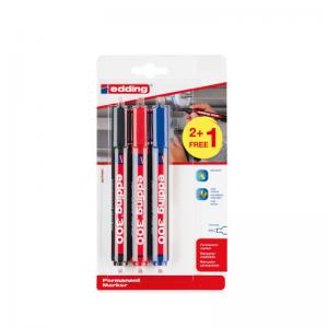 edding 300 Permanent Marker Assorted 3Pcs Blister Bts 4-300-3-S999