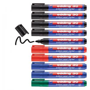 Edding 30 Brilliant Paper Marker Folding Box Of 10 Assorted 4-30999