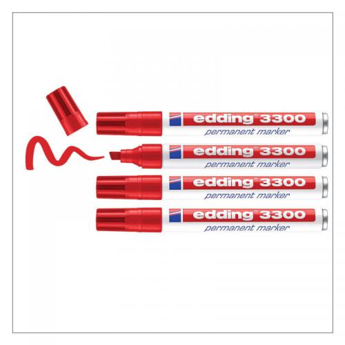 edding 3300 Permanent Marker Blister of 4 Red 4-3300-4-1002