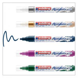 edding 5100 Acrylic Marker Medium Set of 5 Assorted Festive