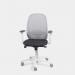 This picture features a sleek and modern office chair with a grey mesh back, white base, and adjustable step armrests. The chair is designed with a focus on ergonomics, providing comfort and support for long hours of sitting. The mesh material creates a breathable and comfortable seat, while the adjustable armrests allow for customizable positioning. Perfect for any office setting.