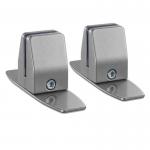 In the photo, we see a pair of silver Edit Office Desk Screen Brackets made of PET and aluminium. These brackets are designed for surface mounting and feature desktop clamps. They are perfect for creating a sleek and organized workspace.