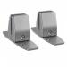 In the photo, we see a pair of silver Edit Office Desk Screen Brackets made of PET and aluminium. These brackets are designed for surface mounting and feature desktop clamps. They are perfect for creating a sleek and organized workspace.