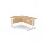 Ashford Twin Bar Metal Leg 1600800 x 1200600mm LH Crescent - White Leg Beech Top ATW-CTRD1612L/BE/WHT