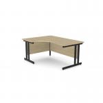 Ashford Twin Bar Metal Leg 1600800 x 1200600mm LH Crescent - Black Leg Urban Oak Top ATW-CTRD1612L/UO/BLK