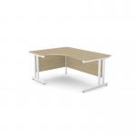 Ashford Twin Bar Metal Leg 1600800 x 1200600mm LH Crescent - White Leg Urban Oak Top ATW-CTRD1612L/UO/WHT